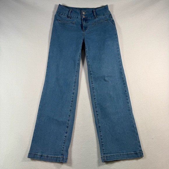 Sidefeel Jeans Womens 6 Blue Wide Leg High Rise Medium Wash Stretch - Picture 1 of 11